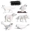 Коллекция фигурок арктической дикой природы, включающая белого кита, белого медведя и тюленя