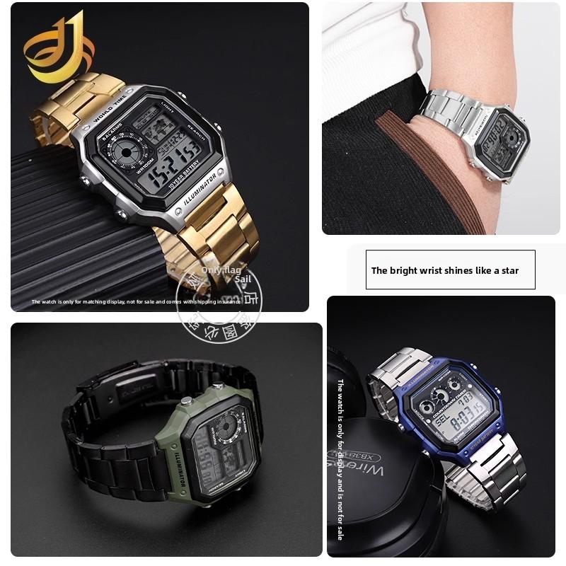 AE1200 Ремешок из нержавеющей стали Для часов Casio Маленький квадратный 3299 AE-1200WH/1300WH W-218 AE 1200 металлический ремешок Браслет наручный 18 мм