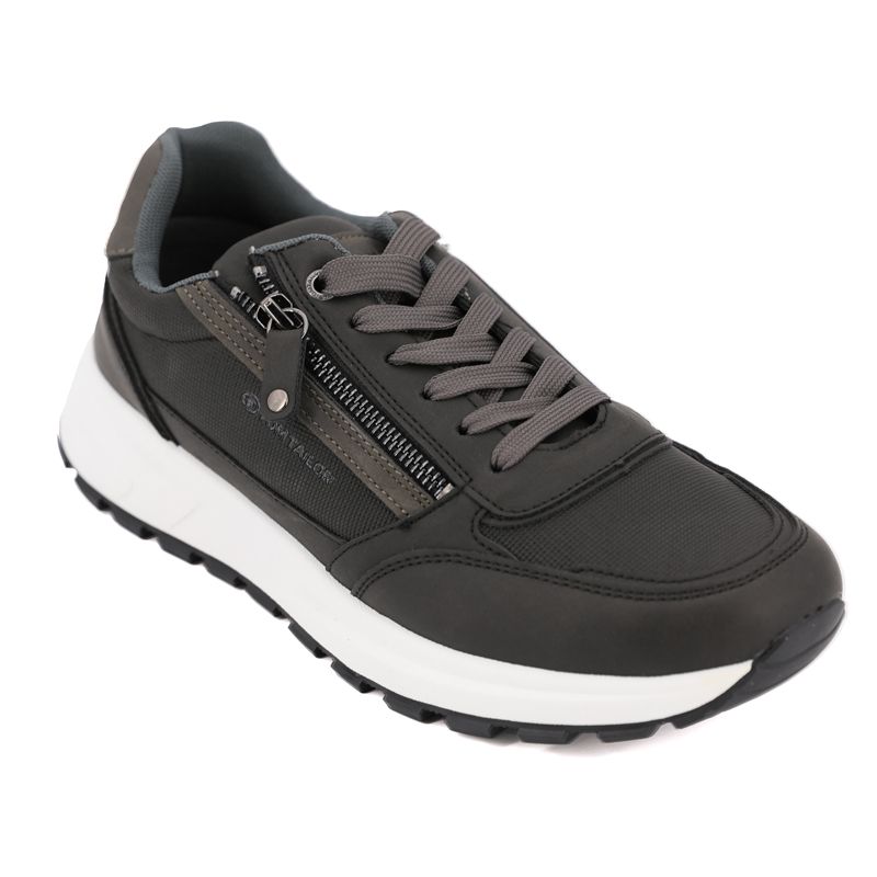 TOM TAILOR Men's Suede Effect Sneakers with Zips and White Sole