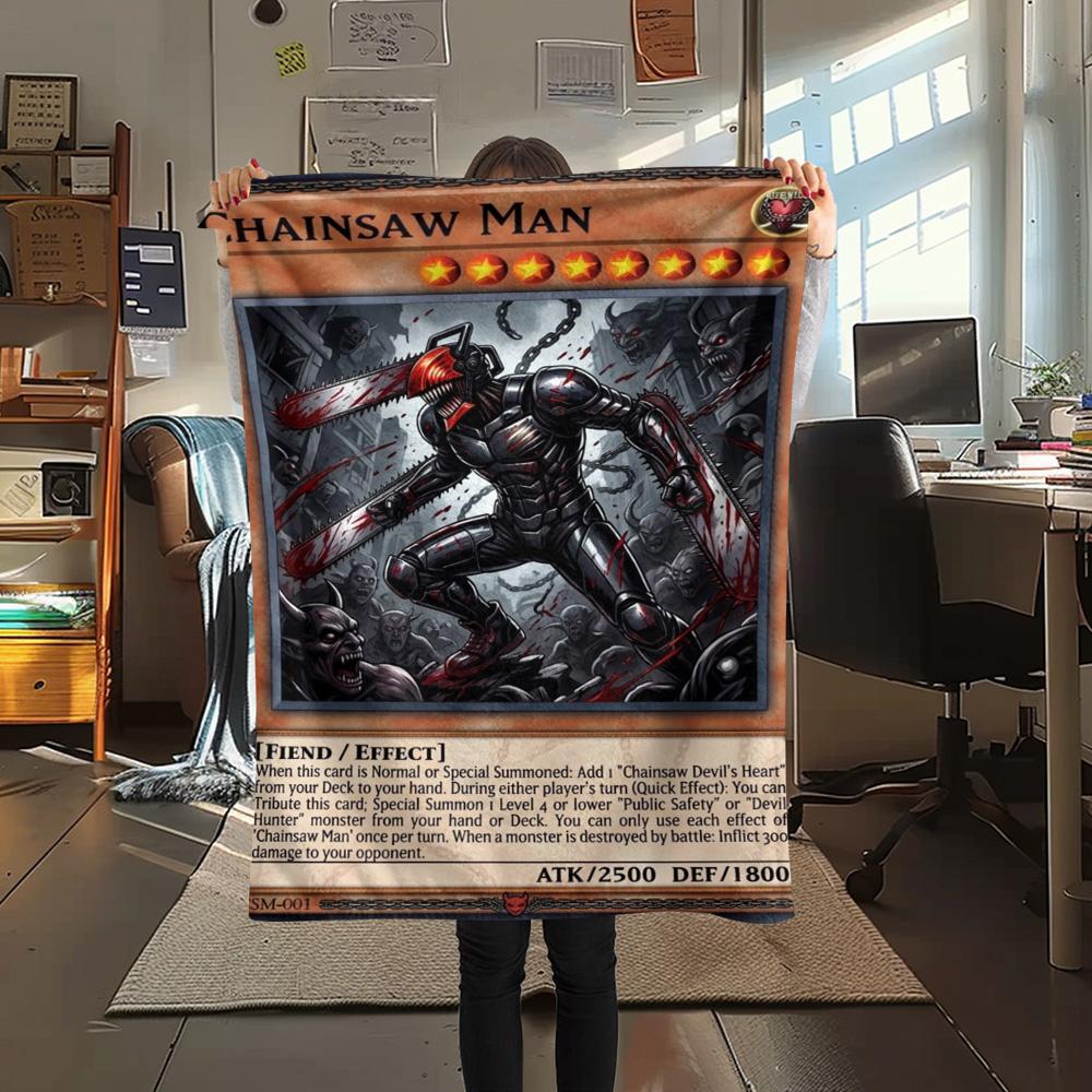 1PC Chainsaw Man Patterned Flannel Blanket Suitable For All Seasons For Home Decor Warmth And Comfort Gifts Holiday Present