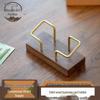 Walnut & Beech Wood Business Card Holder with Brass Accents
