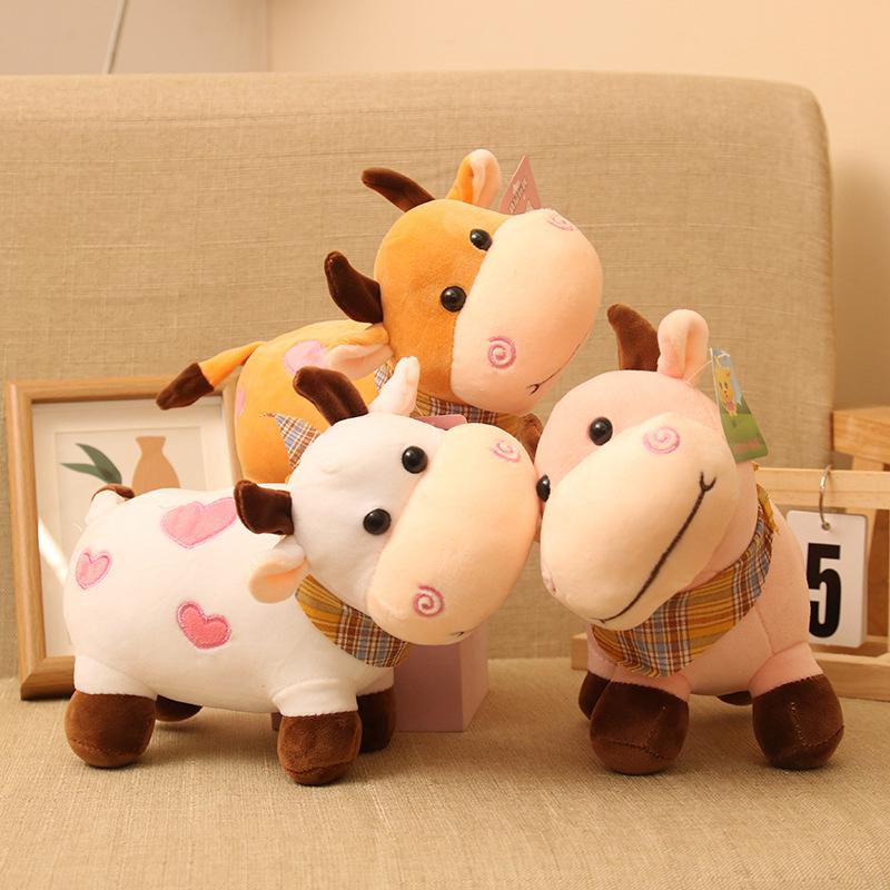 Мультяшная корова, плюшевая игрушка, мягкое животное, скот, плюшевая игрушка, кавайный подарок для девочек, хлопковая плюшевая кукла, наполненная животными, украшение для дома