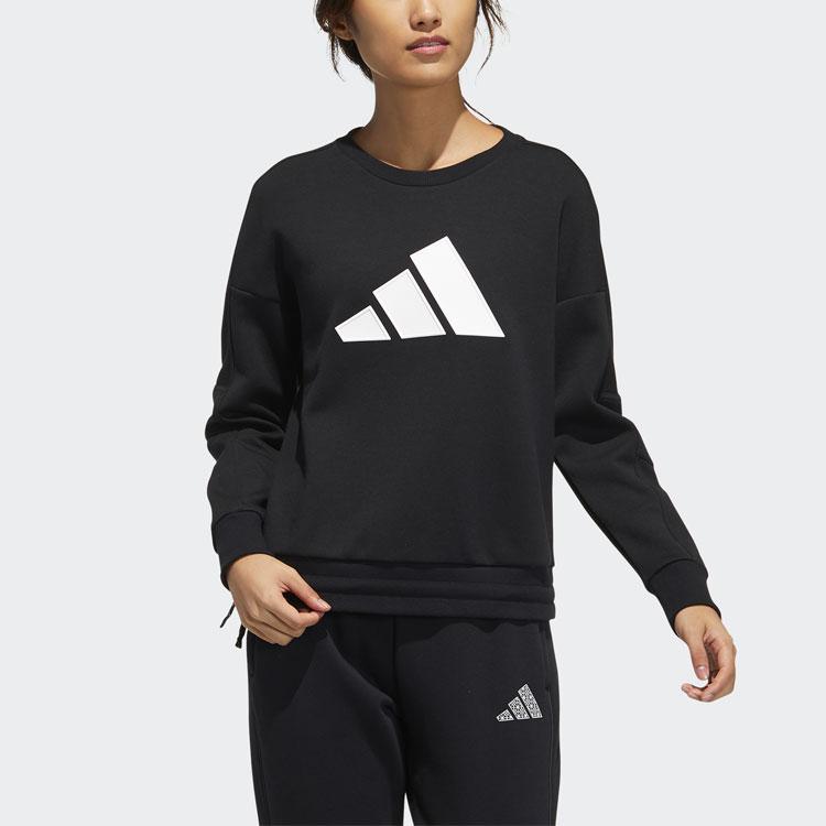 Adidas Толстовка с круглым вырезом и логотипом, женские топы, черный GP0718