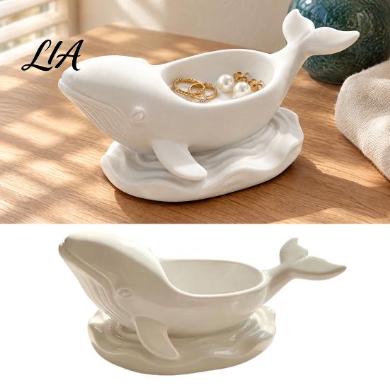 Whale Storage Tray for Jewelry Shaped Decorative Bowl, Ocean Theme Ring Earring Bohemian Style Desktop Accessory Necklace, Candle Holder, Succulent