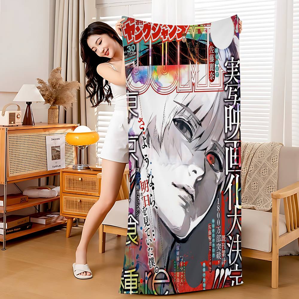 Anime Tokyo Ghoul Microfiber Blanket Quick Drying Beach Towels Oversized Printing Super Absorbent Pool Towel Blanket