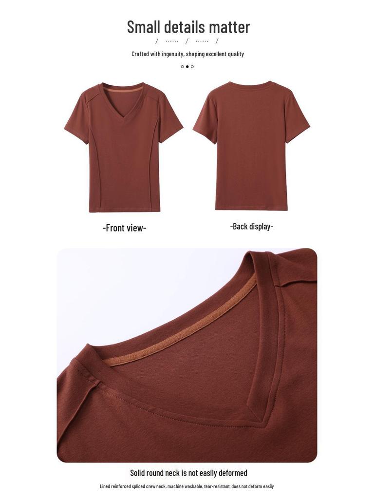 Женская футболка с V-образным вырезом в корейском стиле, с коротким рукавом, однотонная, свободного кроя, больших размеров, коллекция весна/лето