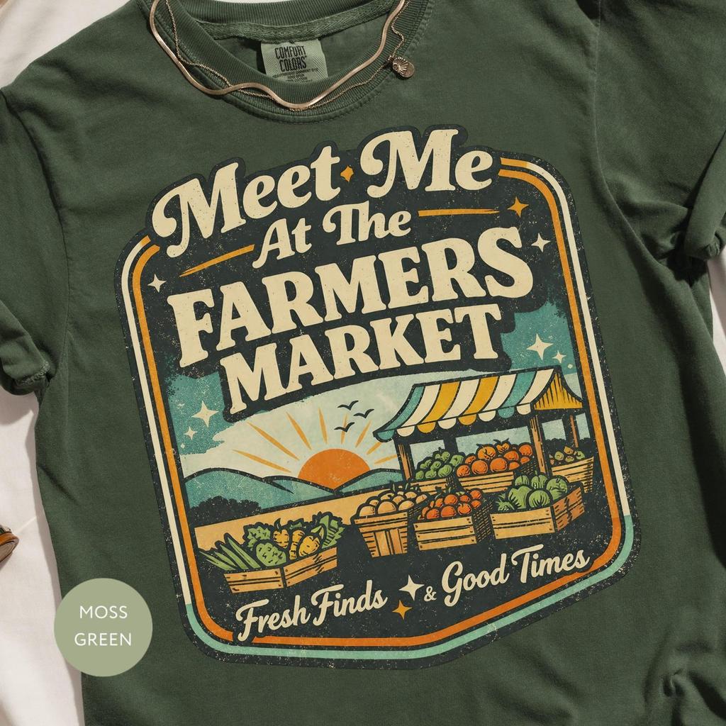 Farmers Market Shirt, Vintage Style Tee with Fresh Finds Design