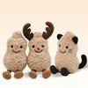 17cm Cute Peanut Plush Toy Pendant Stuffed Fluffy Peanut Cosplay Cat Elk Soft Doll Keychain Kids Toy Birthday Christmas Gift