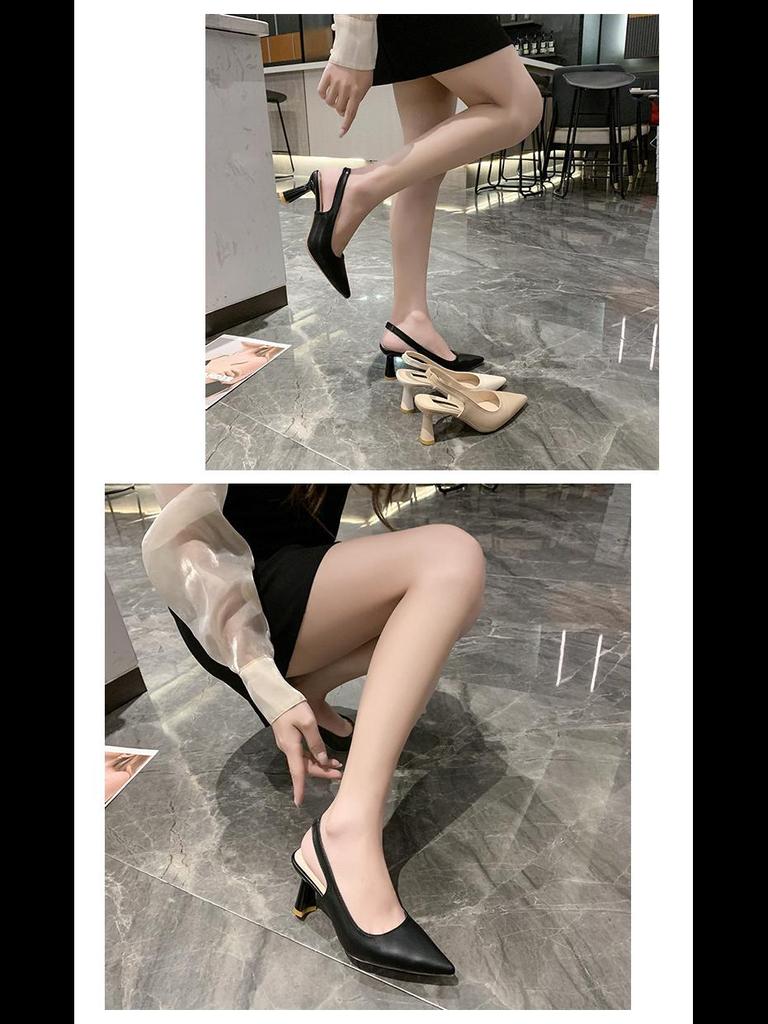 Весна/Лето 2022 Женские туфли на шпильке с острым носком, закрытым носком и открытой пяткой