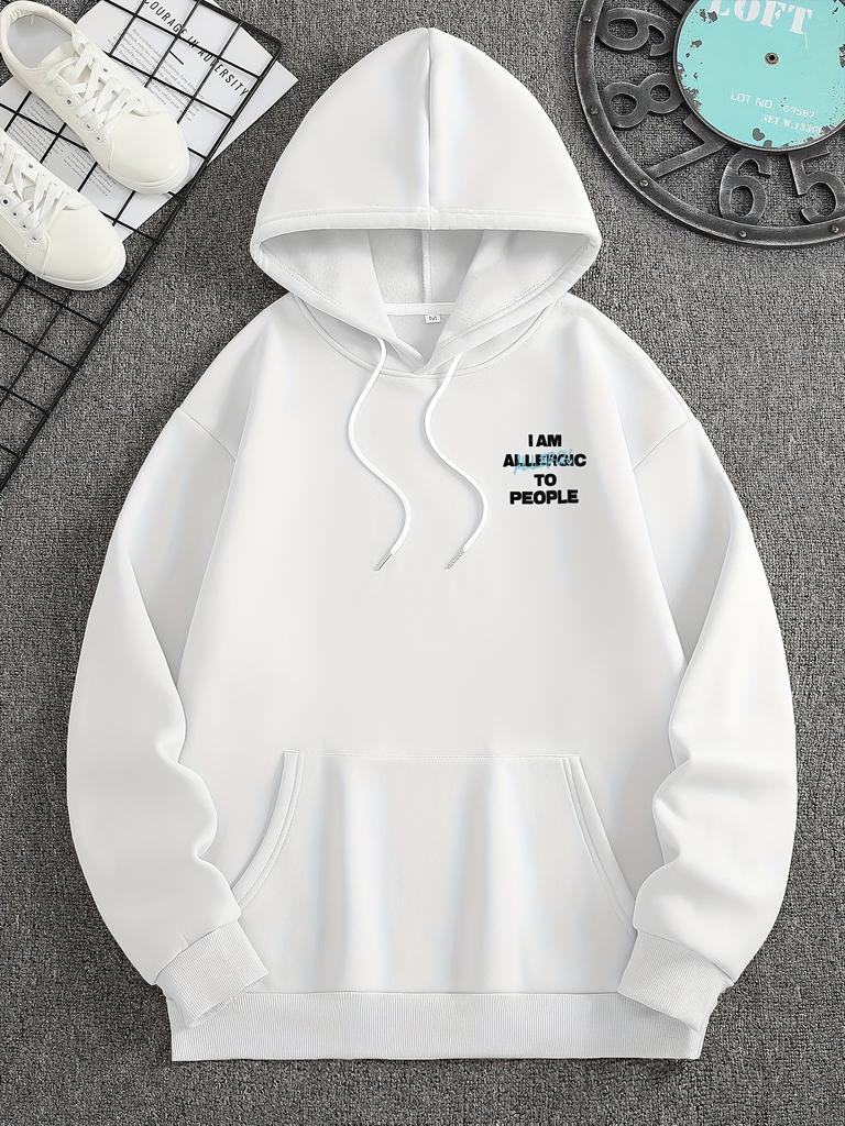 Men'S Autumn And Winter Hoodie with Letter Print Design, Versatile And Casual Loose-Fitting Sweatshirt