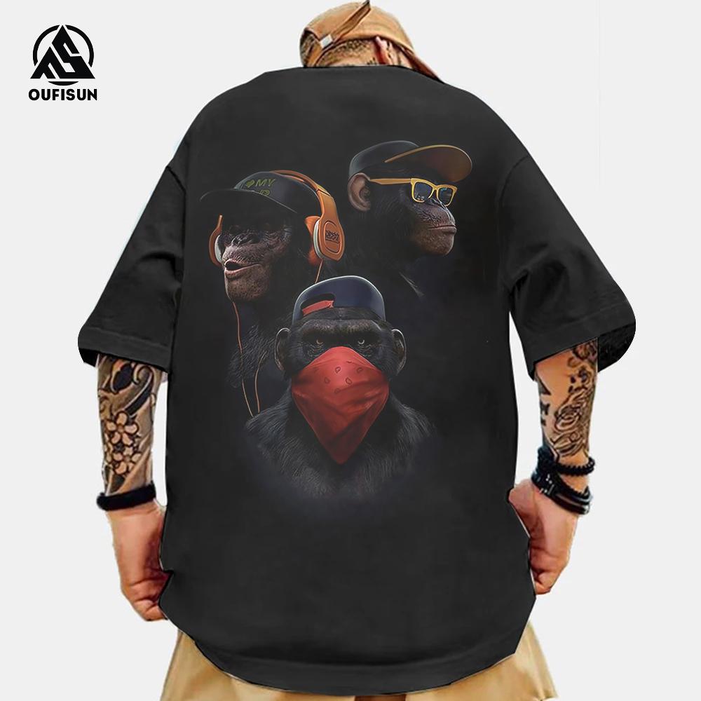 Модные футболки с животными для мужчин с принтом гориллы в 3D, модная повседневная футболка с коротким рукавом в стиле Харадзюку, спортивные футболки большого размера
