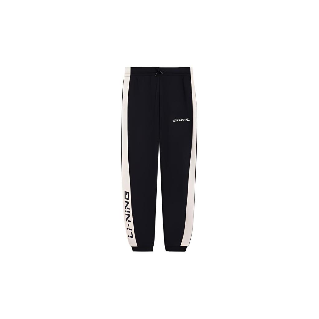 Li-Ning Sports Lifestyle Series Color Block Knitted Big Logo Sports Pants Men Pants Black AKLSA43-2