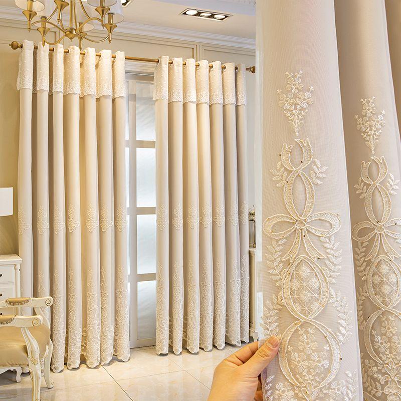 Вышитая цветочная затемняющая штора с люверсами сверху – устойчива к УФ-излучению, пригодна для машинной стирки, вышивка создана для спальни, гостиной и офисных помещений