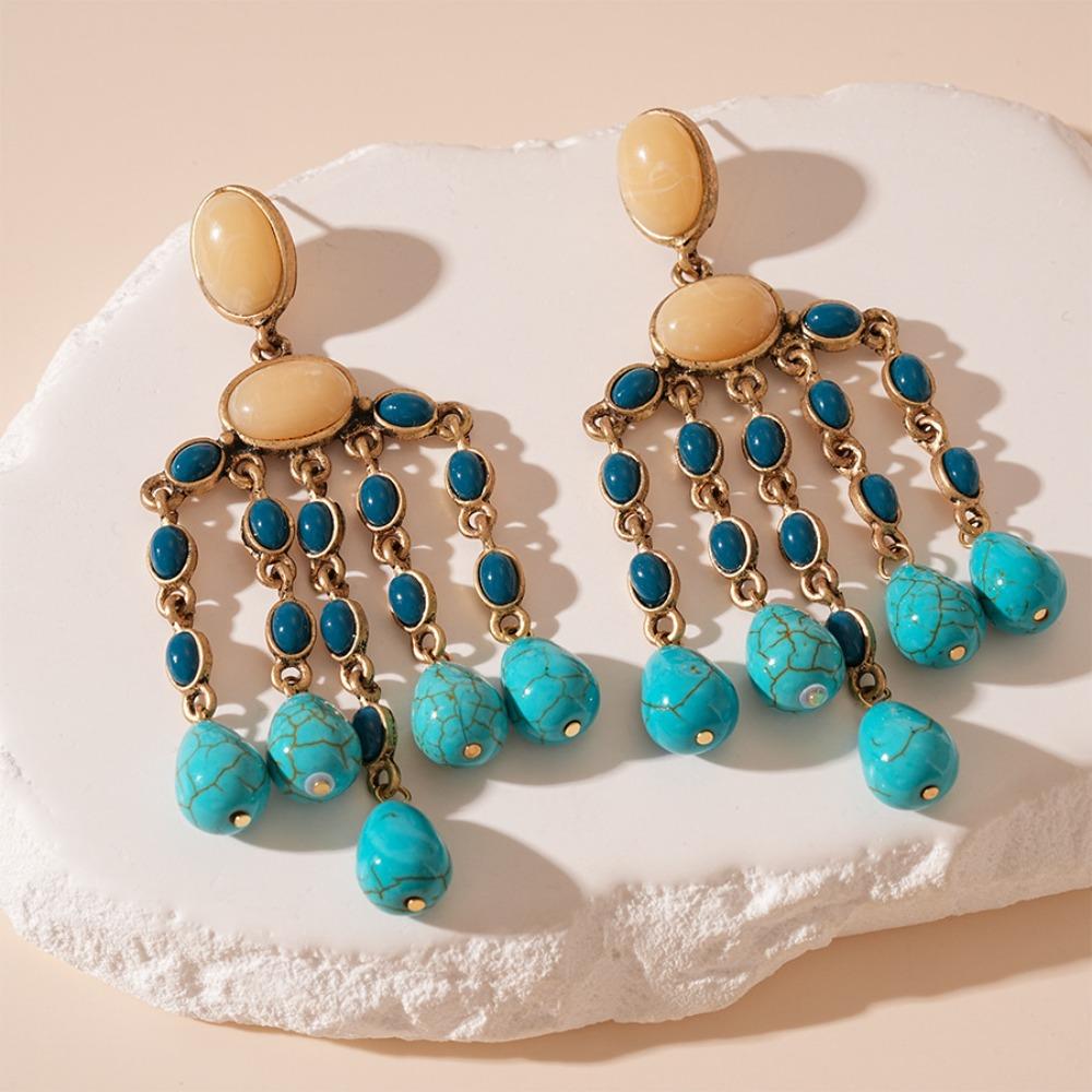 Turquoise Bohemian Turquoise Earrings Bohemia Style Earrings Pendant  Beach