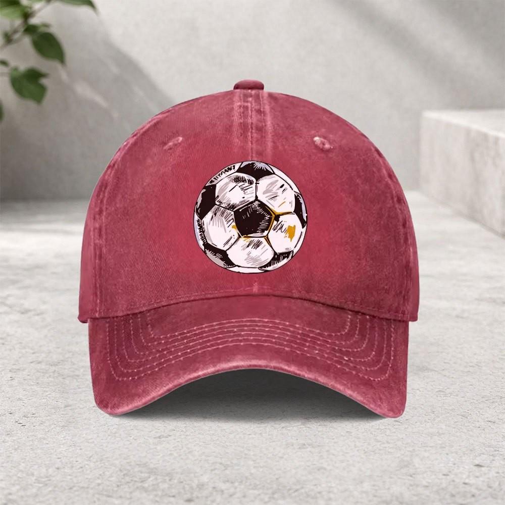 Soccer Graffiti Baseball Cap Washed Cotton Adjustable Outdoor Sports Vintage Style for Unisex Women