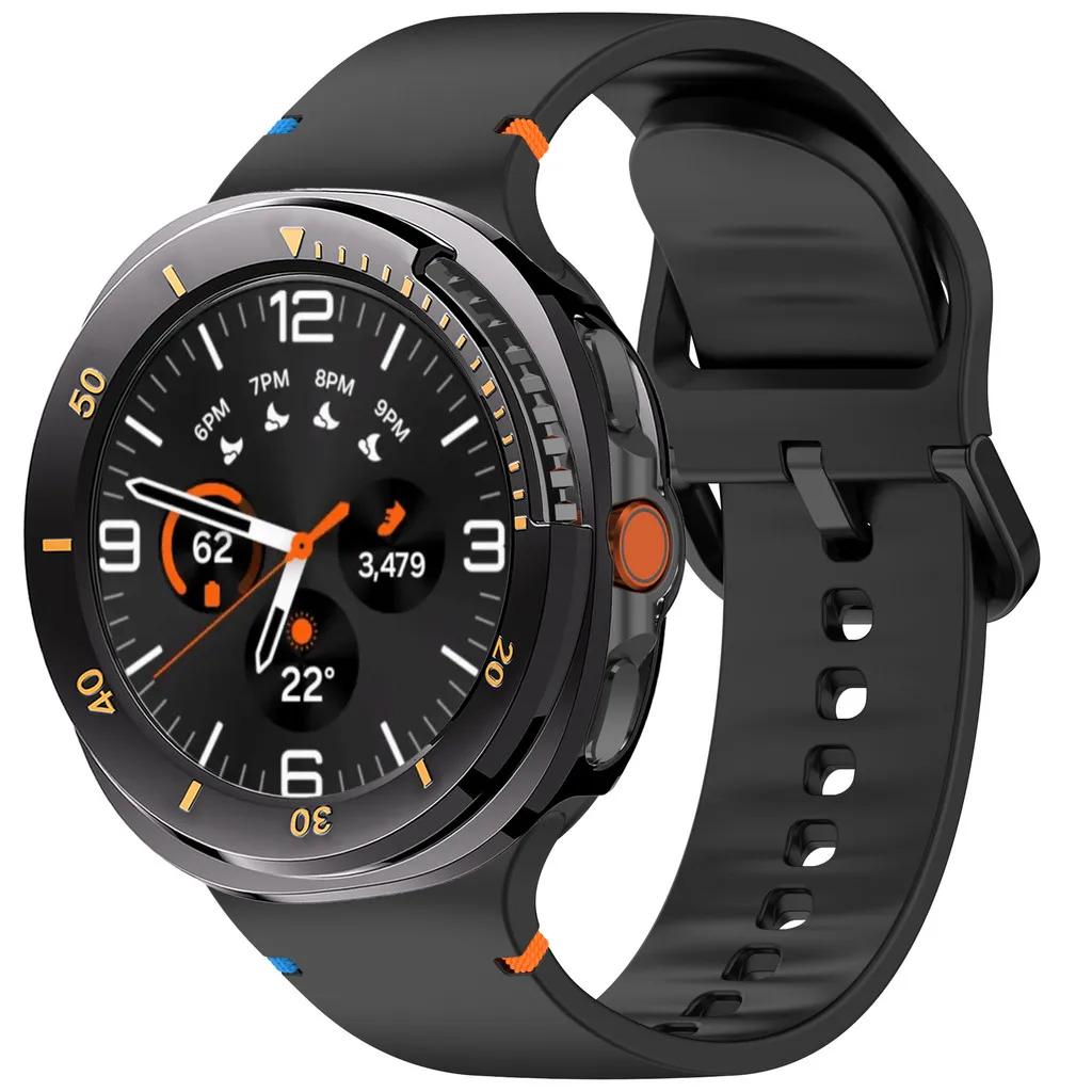 Case+ Band For Samsung Galaxy Watch 8 Classic 46mm Silicone Bracelet Strap Hard PC Bumper For Galaxy Watch 8 Classic NO Glass