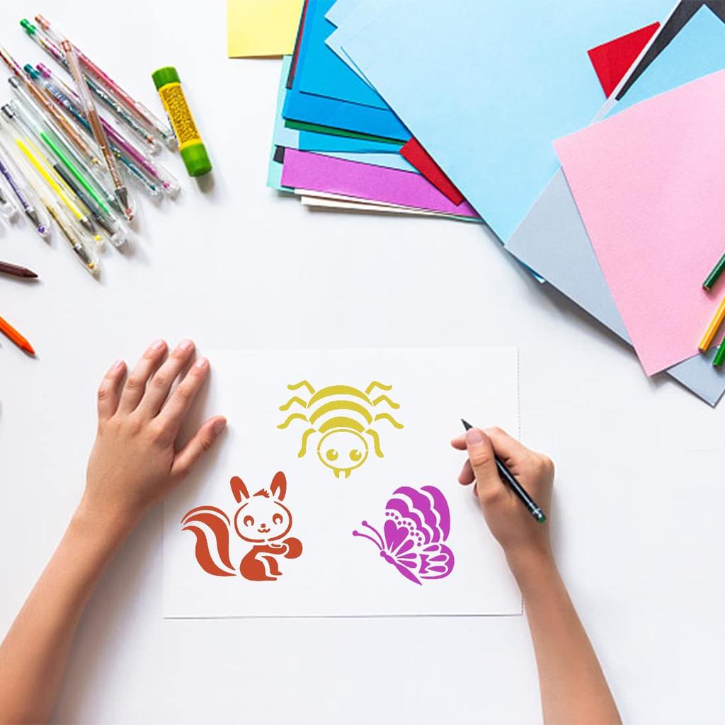 Шаблон Koonafy 36 трафаретов в форме животных, панда, кошка, милая тарелка, живопись, канцелярские принадлежности, подарок, сделай сам, дизайн, чертежный трафарет, осьминог, овца