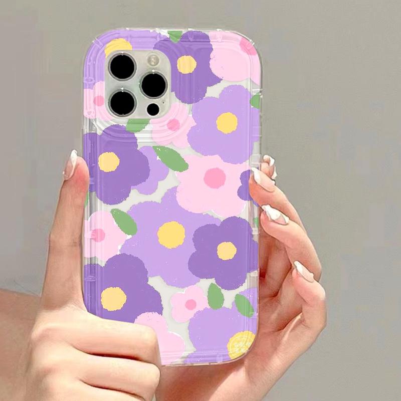 Oil Painting Flower Phone Case For iPhone 15 Pro Case iPhone 13 11 12 16 14 Pro Max X XR XS 7 8 16 Plus SE Shockproof Soft Cover