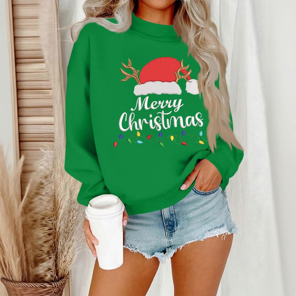 Women's Casual Fashion Round Neck Long Sleeve Christmas Printed Sweatshirt