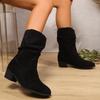 2024 Зима Новые Теплые Шерстяные Ботильоны Ботильоны на Платформе С Отворотом Повседневные Женские Полусапоги Женские Меховые Теплые Зимние Ботинки
