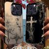 Винтажный Готский Крест Ангельский Узор Дизайн Защитный Чехол для iPhone 17 16 15 14 13 12 11 16E Серии Pro Max Plus