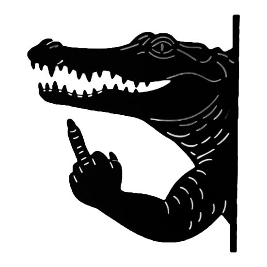 Peeking Animal Metal Sign Flipping Off Cat Crocodile Silhouette Decoration