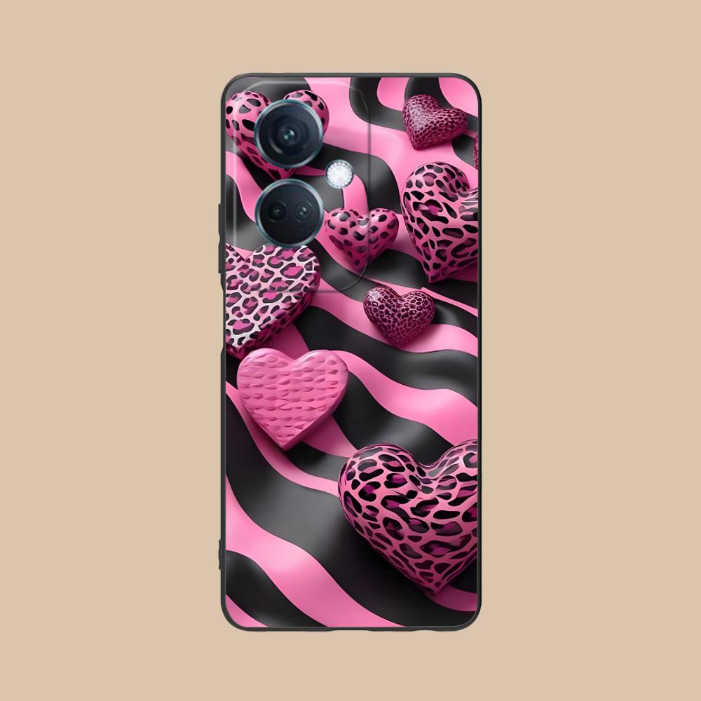 Светящийся чехол для телефона OPPO Reno 14 13 12 11 10 9 8 7 6 5 F T Pro 5G в стиле Y2K с рисунком в виде сердечек, цветной, для смартфона, роскошный