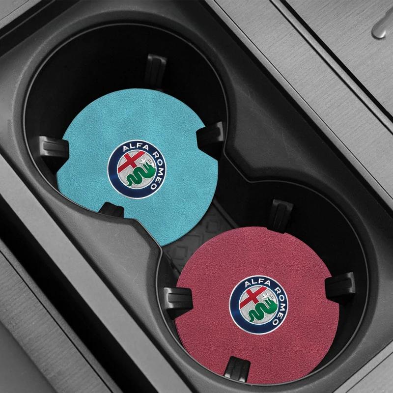 OTVFX1 Car Coaster Decoration Accessories Water Cup Slot Anti-Slip Mat Caps For Alfa Romeo 147 156 Giulietta Giulia Mito Stelvio Brera