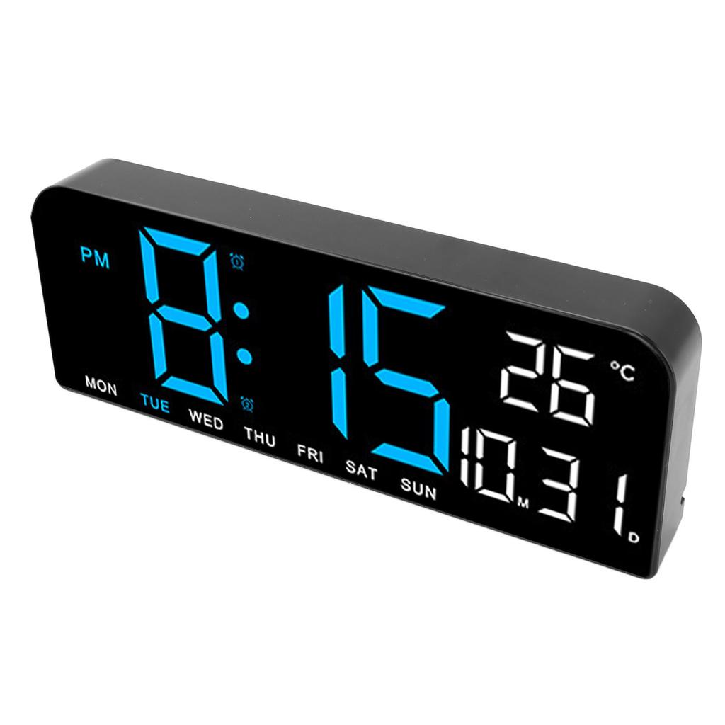 Digital Alarm Clock Large LED Display Desk Wall Clock with Temperature Date Week Display Adjustable