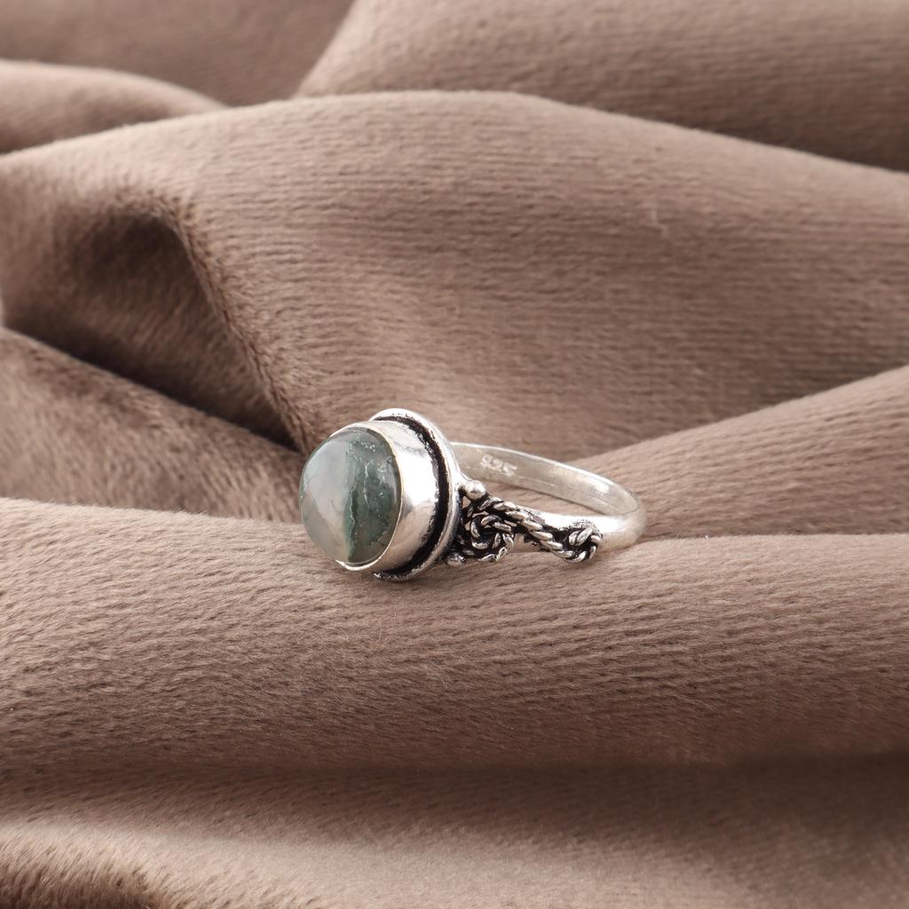 Moss Agate Gemstone Ring Jewelry, 925 Solid Sterling Silver Ring Jewelry, Handmade Artisan Jewelry For Wedding Gift