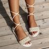 Женские сандалии с перекрестными ремешками, летние новые модные сандалии на плоской подошве с открытым носком для женщин, пляжные шлепанцы-гладиаторы, Zapatos Mujer
