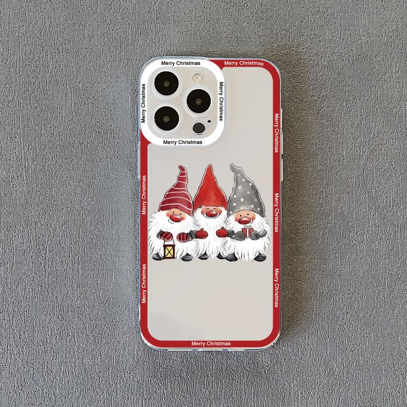 Новый год Рождество Санта-Клаус Прозрачный чехол для телефона для IPhone 15 Pro Max 14 13 12 11 Pro Max 15 14 7 8 Plus X XR XS Милый задний чехол