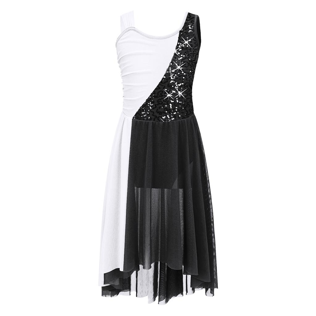 Детское платье без рукавов с нерегулярным подолом для девочек, современное лирическое танцевальное платье