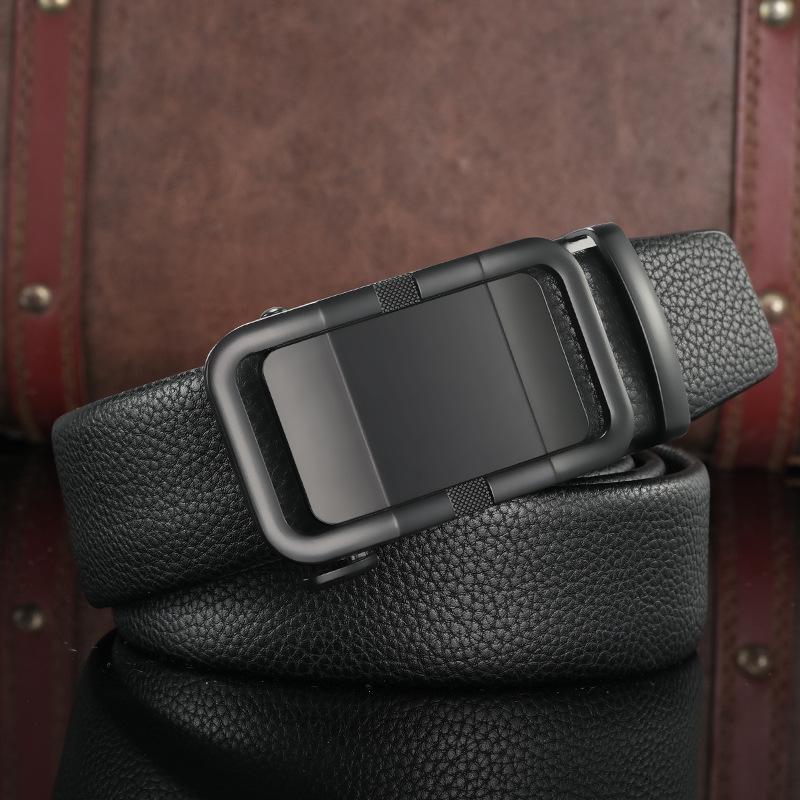 Men's Cowhide Belt Trendy Versatile Leather Belt Business Casual Automatic Buckle Middle Aged and Young Trousers Belt Men