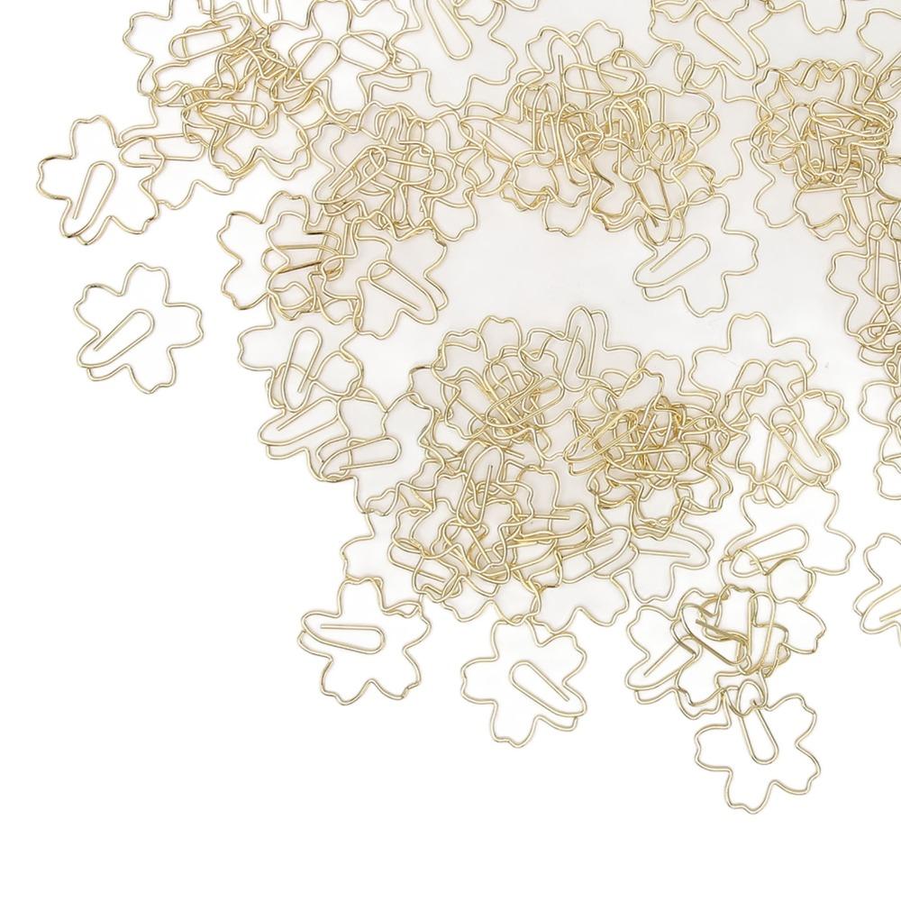 100Pcs Gold Cute Paper Clips Sakura Shape Cool Paper Clips Cute Cute Planner Clips Office