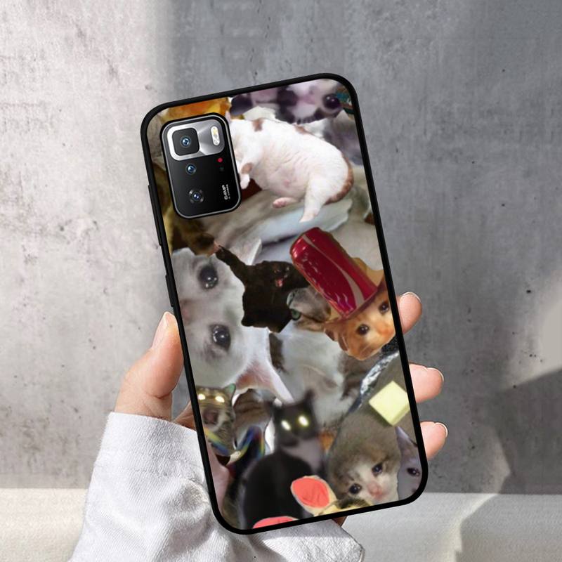 Чехол для телефона «Плачущий кот с мемами» для Redmi Note 10 9 8 6 Pro 8T 5A 4X X 5 Plus 7 7A 9A K20