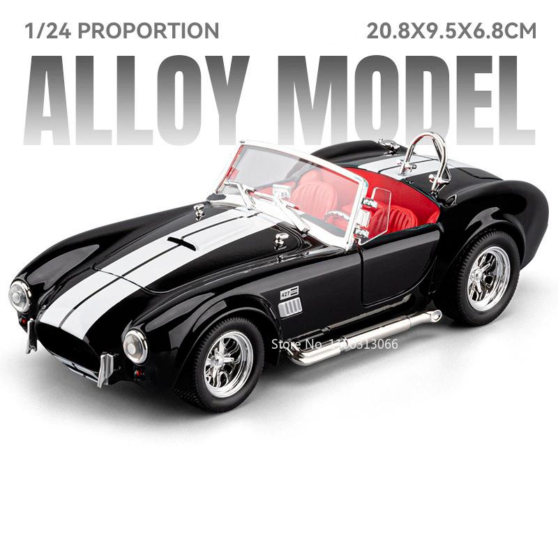 1:24 модели Shelby Cobra 427 GT500 Игрушечные машинки Колеса вращаются Винтажная машина Сплав Резиновые шины Миниатюрные транспортные средства Коллекция для детей Веселье