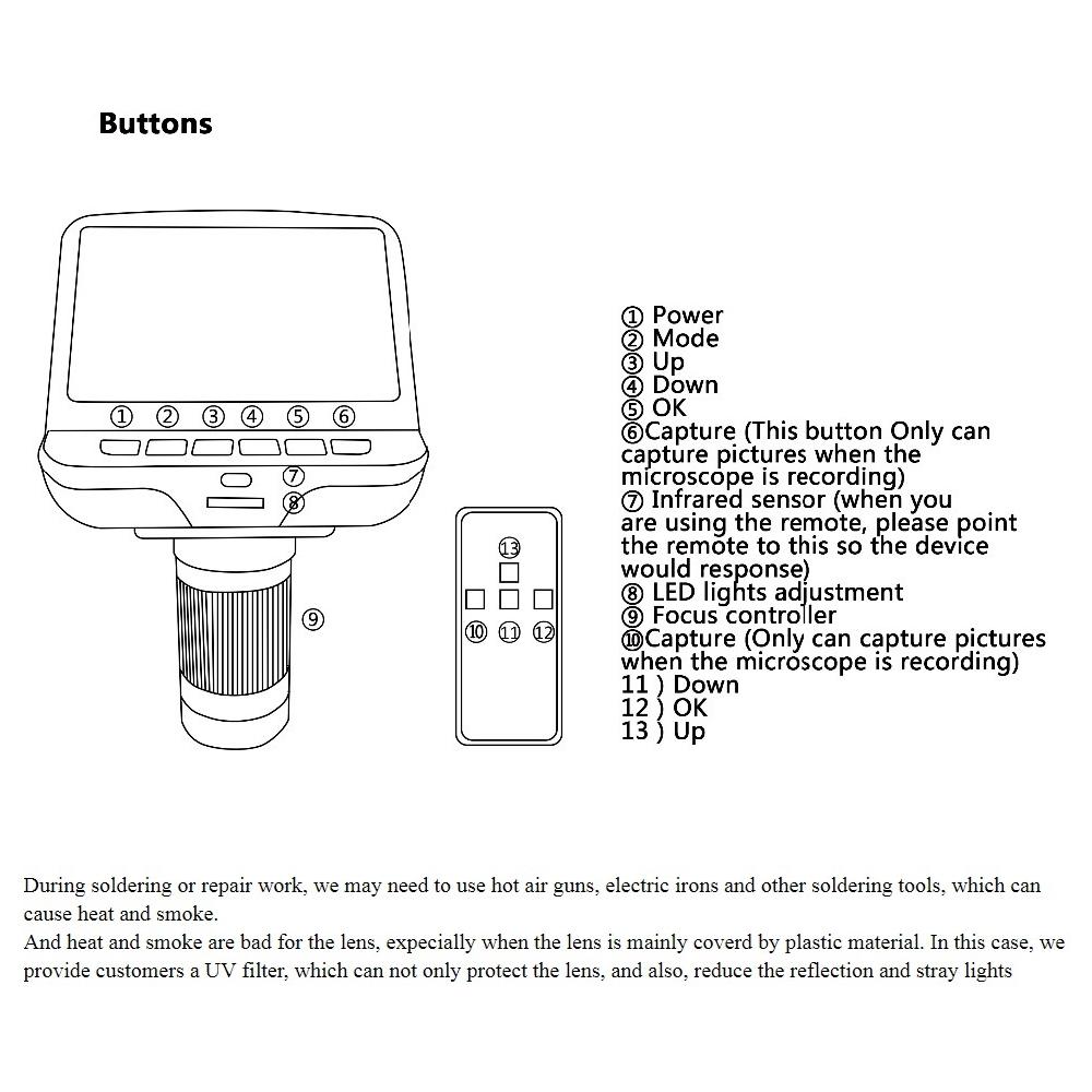 Микроскоп Цифровой микроскоп для ремонта телефона Паяльный инструмент С пультом дистанционного управления