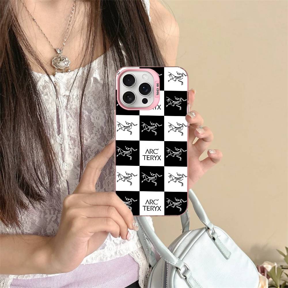 Classic Outdoor LOGO A-Arc T-Teryx Phone Case For IPhone 17 16 15 14 11 12 13 Pro Max Plus Pro Colored Silver Cover