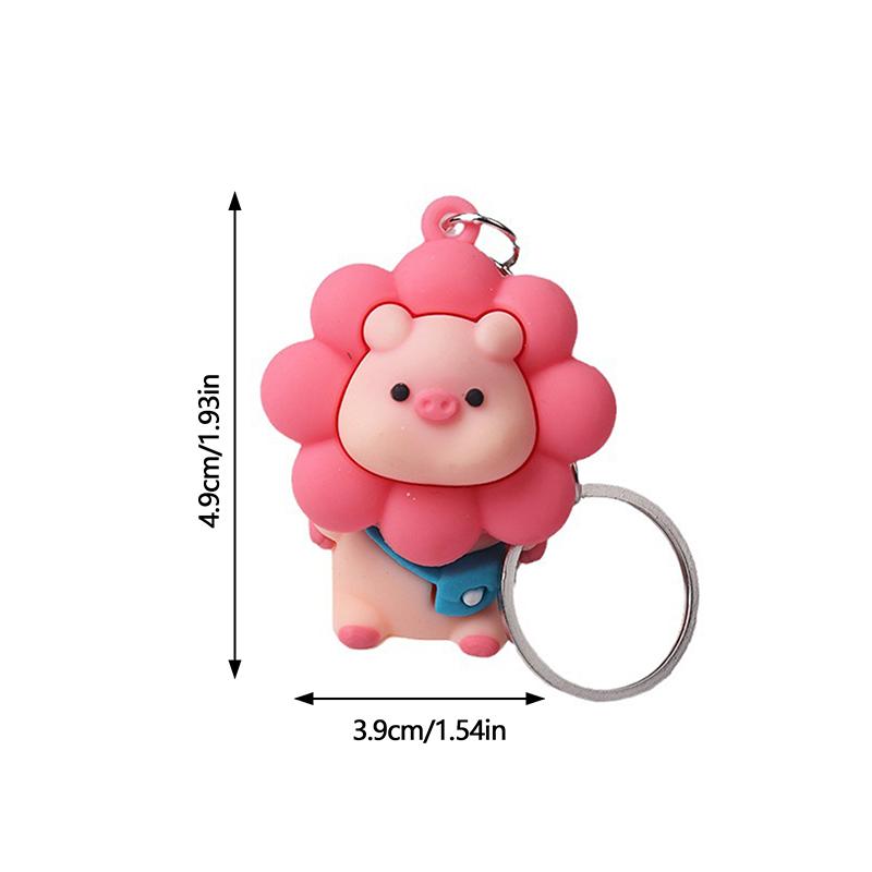 Smiling Face Sunflower Pig Key Chain Couple Car Key Pendant Cartoon Backpack Couple Bag Pendant Car Exquisite Keychain Gift