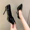 Patent Leather Sexy Women's Shoes Fashion Pointed Tip Thin Heel Temperament High Heels Fairy Style Simple Single Shoes Woman