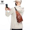 BULLCAPTAIN Leather Men's Chest Pocket One Crossbody Bags with USB Rechargeable Chest Bag Can Be Used for 7.9 Inch IPai Pockets