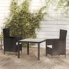 Day and Night - Day and Night 3-piece Outdoor Dining Set with Black Rattan Cushions