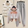 Plush Thick Hoodie Vest Casual Sports Pants Fashionable Student Sports Set Winter Tracksuit Outfits