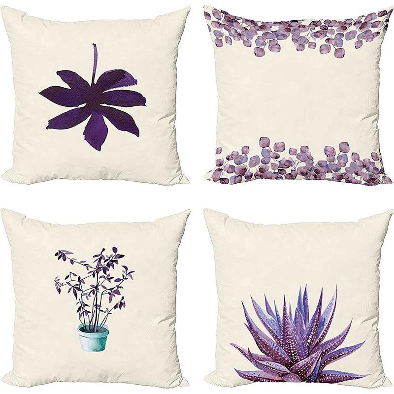 Растение и Цветок Льняная Наволочка Фиолетовая Лаванда С Принтом Подушка Чехол Наволочка Дом Диван