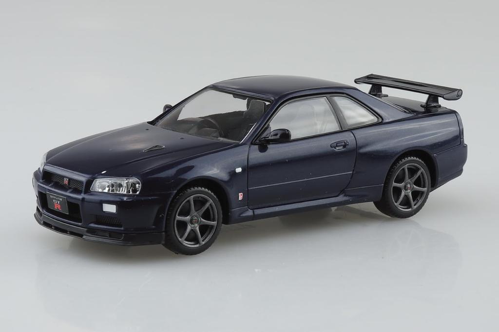 Aoshima Bunka Kyozai 1/32 Scale Rakupla Snap Kit No.12-MP Nissan R34 Skyline GT-R Midnight Purple Pre-Colored Plastic Model Kit (Automobile)
