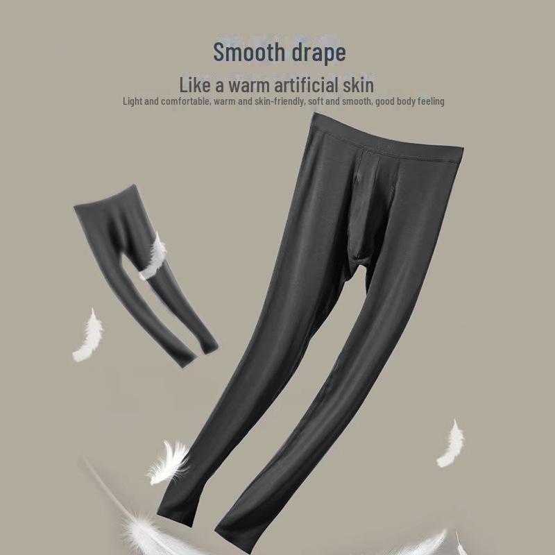 Мужские бесшовные термолеггинсы с высокой талией - Теплые осенние брюки из хлопка и шерсти