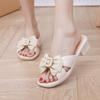 Sandals Slippers for Women Summer Fashion Thick Sole Non-Slip Bow Ladies Slippers Mid Heel Slides Outdoor