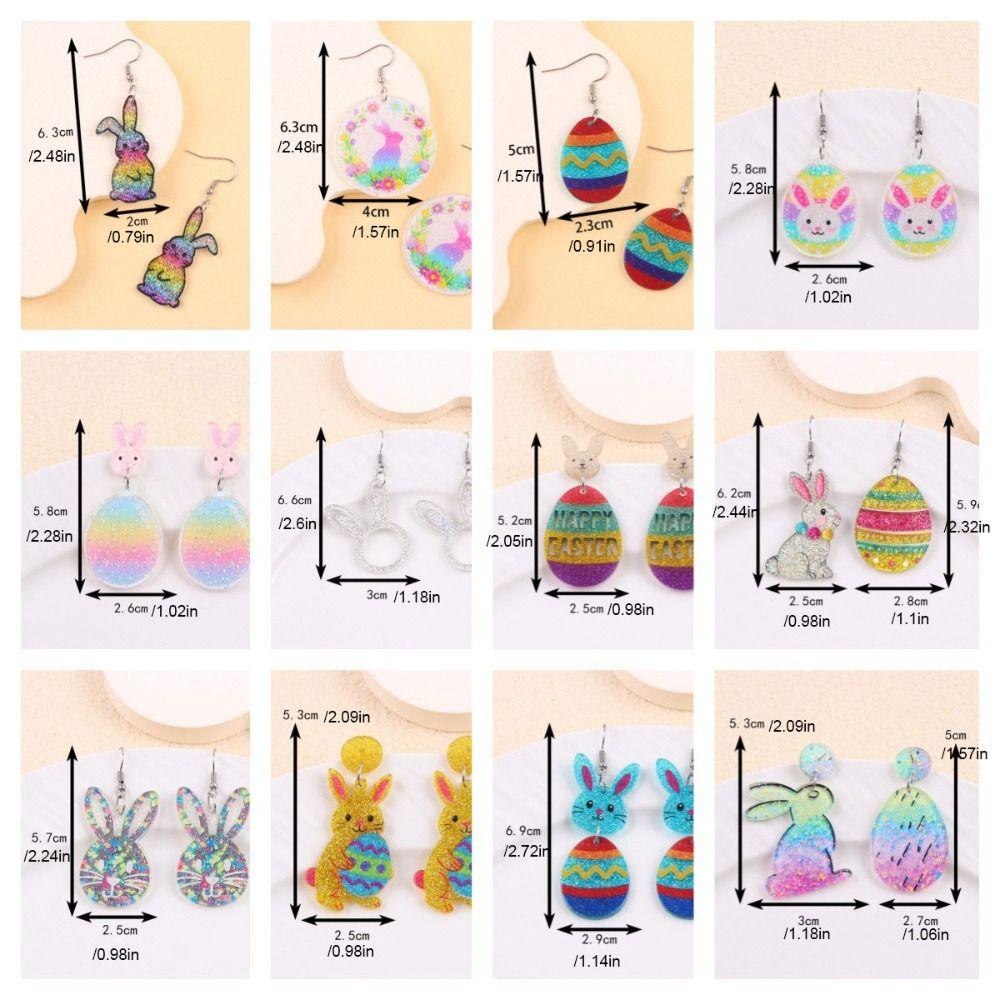Cartoon Easter Egg Earrings Acrylic Easter Egg Dangle Earrings Bunny Pendant Earrings  Gifts