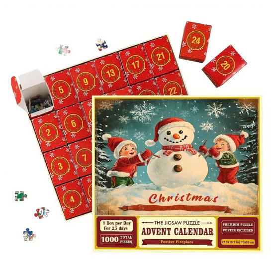 1000 шт./набор Рождественский пазл Адвент-пазл 2025 24 дня Обучающий пазл Рождественский календарь обратного отсчета Украшение Подарок для праздничной вечеринки